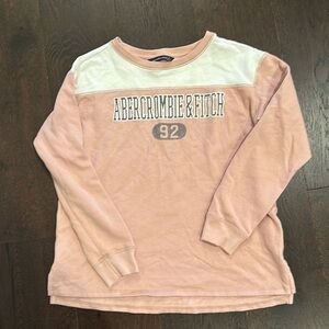 Pink and White Abercrombie and Fitch Sweatshirt